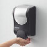San Jamar SF970BKSS Summit Rely Black Manual Foam Hand Soap and Sanitizer Dispenser - 5 3/16