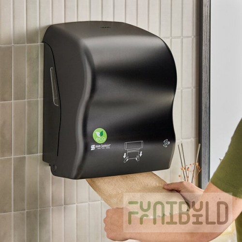 San Jamar Simplicity Essence EcoLogic T7400REBK Black Mechanical Hands Free Towel Dispenser