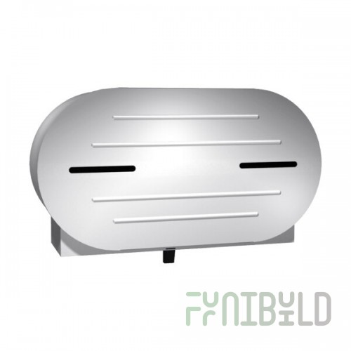 American Specialties, Inc. 10-0040 Stainless Steel Surface-Mounted Twin Roll Jumbo Toilet Tissue Dispenser