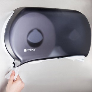 San Jamar R4000TBK Twin Classic Double Roll Jumbo Toilet Tissue Dispenser - Black Pearl San Jamar R4000TBK Twin Classic Double Roll Jumbo Toilet Tissue Dispenser - Black Pearl