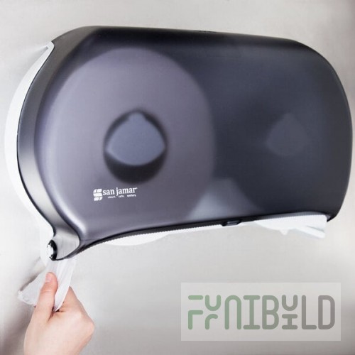San Jamar R4000TBK Twin Classic Double Roll Jumbo Toilet Tissue Dispenser - Black Pearl