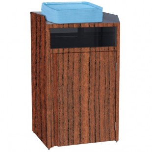 Lakeside 4410VC Rectangular Stainless Steel Waste Station with Front Access and Victorian Cherry Laminate Finish - 26 1/2