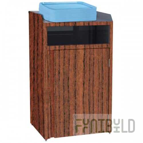 Lakeside 4410VC Rectangular Stainless Steel Waste Station with Front Access and Victorian Cherry Laminate Finish - 26 1/2