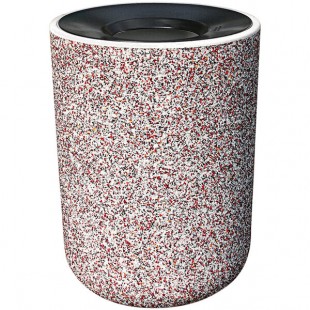 Wausau Tile TF1085 31 Gallon Concrete Round Trash Can with Aluminum Funnel Top