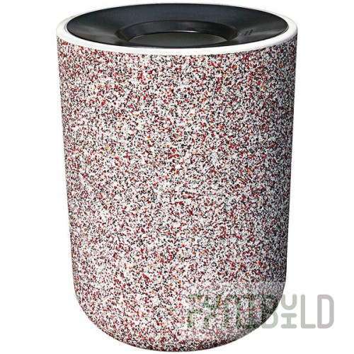 Wausau Tile TF1085 31 Gallon Concrete Round Trash Can with Aluminum Funnel Top