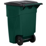 Rubbermaid® 1829411 50 Gallon Green Wheeled Rectangular Trash Can with Lid Rubbermaid® 1829411 50 Gallon Green Wheeled Rectangular Trash Can with Lid