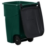 Rubbermaid® 1829411 50 Gallon Green Wheeled Rectangular Trash Can with Lid Rubbermaid® 1829411 50 Gallon Green Wheeled Rectangular Trash Can with Lid