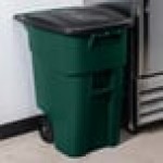 Rubbermaid® 1829411 50 Gallon Green Wheeled Rectangular Trash Can with Lid Rubbermaid® 1829411 50 Gallon Green Wheeled Rectangular Trash Can with Lid