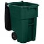 Rubbermaid® 1829411 50 Gallon Green Wheeled Rectangular Trash Can with Lid Rubbermaid® 1829411 50 Gallon Green Wheeled Rectangular Trash Can with Lid