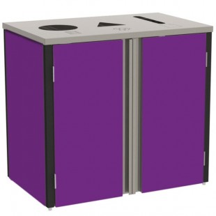 Lakeside 3415P Stainless Steel Rectangular Refuse / Recycle / Paper Station with Top Access and Purple Laminate Finish - 37 1/2