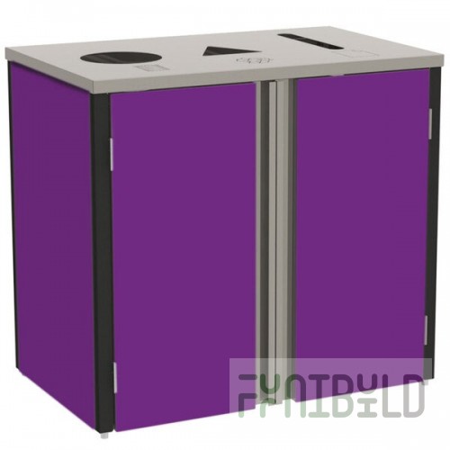 Lakeside 3415P Stainless Steel Rectangular Refuse / Recycle / Paper Station with Top Access and Purple Laminate Finish - 37 1/2