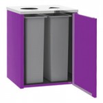 Lakeside 3415P Stainless Steel Rectangular Refuse / Recycle / Paper Station with Top Access and Purple Laminate Finish - 37 1/2 Lakeside 3415P Stainless Steel Rectangular Refuse / Recycle / Paper Station with Top Access and Purple Laminate Finish - 37 1/2