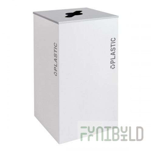 Ex-Cell Kaiser RC-KD36-PL BT-WHT Black Tie Kaleidoscope White Gloss Square 36 Gallon Plastic Receptacle