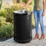 Lancaster Table & Seating 36 Gallon Heavy-Duty Round Black Expanded Steel Outdoor Trash Can with Recycle Lid Lancaster Table & Seating 36 Gallon Heavy-Duty Round Black Expanded Steel Outdoor Trash Can with Recycle Lid