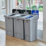 Rubbermaid® Slim Jim 2171554 33 Gallon Single-Stream Landfill Recycling Station with Lid