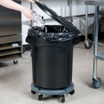 Rubbermaid® BRUTE 20 Gallon Black Executive Round Trash Can with Lid and Dolly