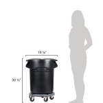 Rubbermaid® BRUTE 20 Gallon Black Executive Round Trash Can with Lid and Dolly