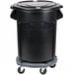 Rubbermaid® BRUTE 20 Gallon Black Executive Round Trash Can with Lid and Dolly