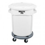 Rubbermaid® BRUTE 20 Gallon Black Executive Round Trash Can with Lid and Dolly