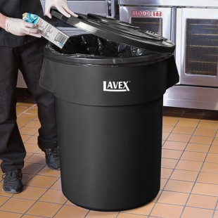 Lavex 55 Gallon Black Round Commercial Trash Can and Lid Lavex 55 Gallon Black Round Commercial Trash Can and Lid