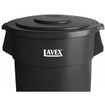 Lavex 55 Gallon Black Round Commercial Trash Can and Lid