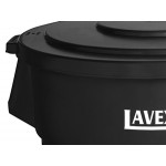 Lavex 55 Gallon Black Round Commercial Trash Can and Lid