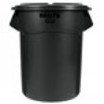 Lavex 55 Gallon Black Round Commercial Trash Can and Lid