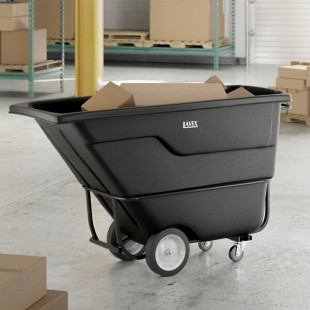 Lavex 1 Cubic Yard Black Standard-Duty Tilt Truck / Trash Cart (1250 lb. Capacity)