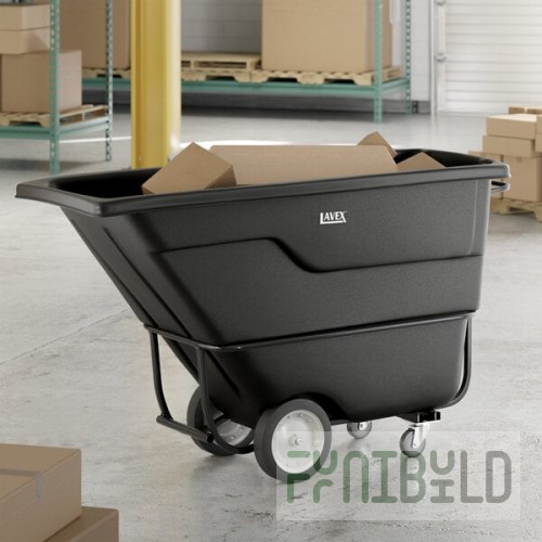 Lavex 1 Cubic Yard Black Standard-Duty Tilt Truck / Trash Cart (1250 lb. Capacity)