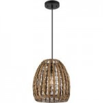 Globe Modern Farmhouse Matte Black / Beige Fabric Chandelier - 120V, 60W Globe Modern Farmhouse Matte Black / Beige Fabric Chandelier - 120V, 60W