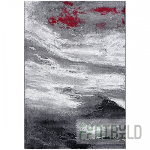 Abani Arto Collection 4' x 6' Gray / Red Contemporary Marble Area Rug