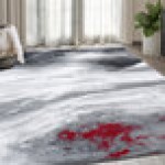Abani Arto Collection 4' x 6' Gray / Red Contemporary Marble Area Rug Abani Arto Collection 4' x 6' Gray / Red Contemporary Marble Area Rug