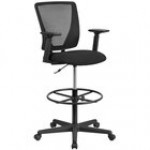 Flash Furniture GO-2100-GG Mid-Back Black Mesh Drafting Chair with Foot Ring