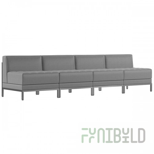 Flash Furniture ZB-IMAG-MIDCH-4-GY-GG Hercules Gray LeatherSoft 4-Piece Lounge Bench