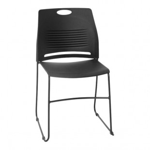 Flash Furniture Hercules Black Mid-Back Stacking Chair with Black Sled Base and Integrated Carrying Handle Flash Furniture Hercules Black Mid-Back Stacking Chair with Black Sled Base and Integrated Carrying Handle