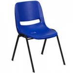 Flash Furniture Hercules Black Mid-Back Stacking Chair with Black Sled Base and Integrated Carrying Handle