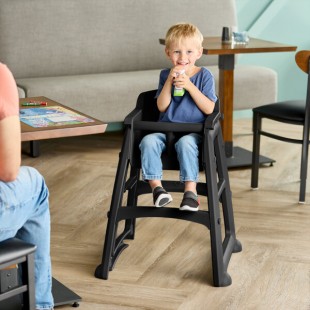 Rubbermaid® FG781408BLA Black Sturdy Chair Restaurant High Chair without Wheels (Ready to Assemble) Rubbermaid® FG781408BLA Black Sturdy Chair Restaurant High Chair without Wheels (Ready to Assemble)