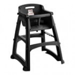 Rubbermaid® FG781408BLA Black Sturdy Chair Restaurant High Chair without Wheels (Ready to Assemble)