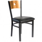 BFM Seating Darby Sand Black Customizable Metal Side Chair with Natural Wooden Back and 2 BFM Seating Darby Sand Black Customizable Metal Side Chair with Natural Wooden Back and 2