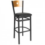 BFM Seating Darby Sand Black Customizable Metal Side Chair with Natural Wooden Back and 2 BFM Seating Darby Sand Black Customizable Metal Side Chair with Natural Wooden Back and 2