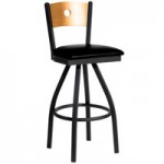 BFM Seating Darby Sand Black Customizable Metal Side Chair with Natural Wooden Back and 2 BFM Seating Darby Sand Black Customizable Metal Side Chair with Natural Wooden Back and 2