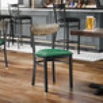Lancaster Table & Seating Boomerang Black Finish Chair with Green Vinyl Seat and Driftwood Back - Unassembled Lancaster Table & Seating Boomerang Black Finish Chair with Green Vinyl Seat and Driftwood Back - Unassembled