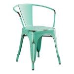 Lancaster Table & Seating Alloy Distressed Aquamarine Outdoor Arm Chair