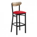 Lancaster Table & Seating Boomerang Black Finish Chair with Red Vinyl Seat and Driftwood Back