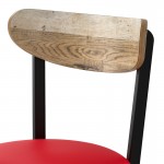 Lancaster Table & Seating Boomerang Black Finish Chair with Red Vinyl Seat and Driftwood Back