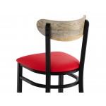 Lancaster Table & Seating Boomerang Black Finish Chair with Red Vinyl Seat and Driftwood Back