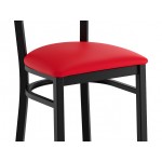Lancaster Table & Seating Boomerang Black Finish Chair with Red Vinyl Seat and Driftwood Back