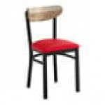 Lancaster Table & Seating Boomerang Black Finish Chair with Red Vinyl Seat and Driftwood Back