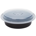 Pactiv Newspring NC723B 24 oz. Black VERSAtainer Round Microwavable Container with Lid - 150/Case