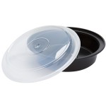 Pactiv Newspring NC723B 24 oz. Black VERSAtainer Round Microwavable Container with Lid - 150/Case